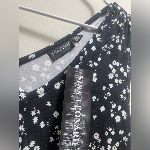 NEW Nina Leonard Women's V Neck Sleeveless Midi Dress Black L - Picture 5 of 8